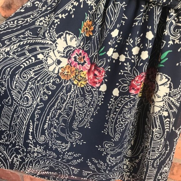 Anthropologie Starting At Stars Boho Ruched Mini Dress Print Sundress Strap Fit - Picture 11 of 13